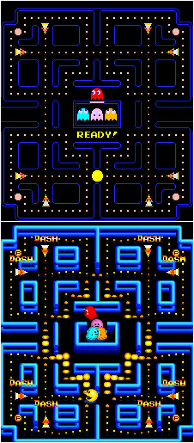 Unreleased project vs. Pac-Man Arrangement, World 1 comparison