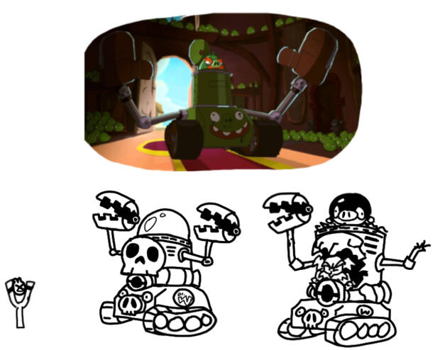 Mega Man style re-imagining of a mech from Angry Birds Toons